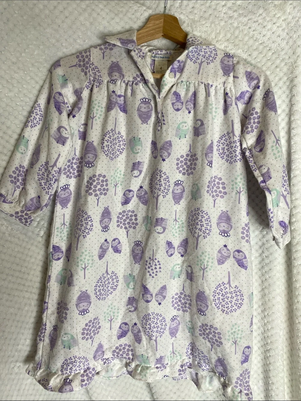 Pottery Barn Kids Purple and Mint Owls print Nightgown